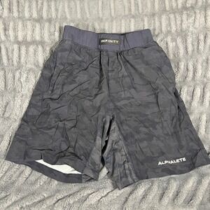 Alphalete Infinity Shorts Mens Small Black Camo Athletic Gym Workout Running